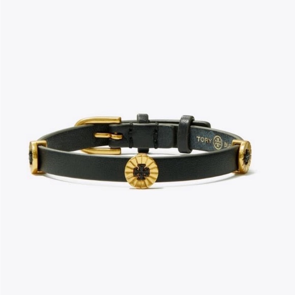 New Tory Burch Leather Adjustable Logo Bracelet - Picture 1 of 4